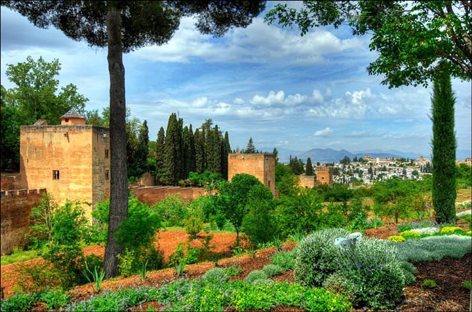 towers and wall of the Alhambra, Granada