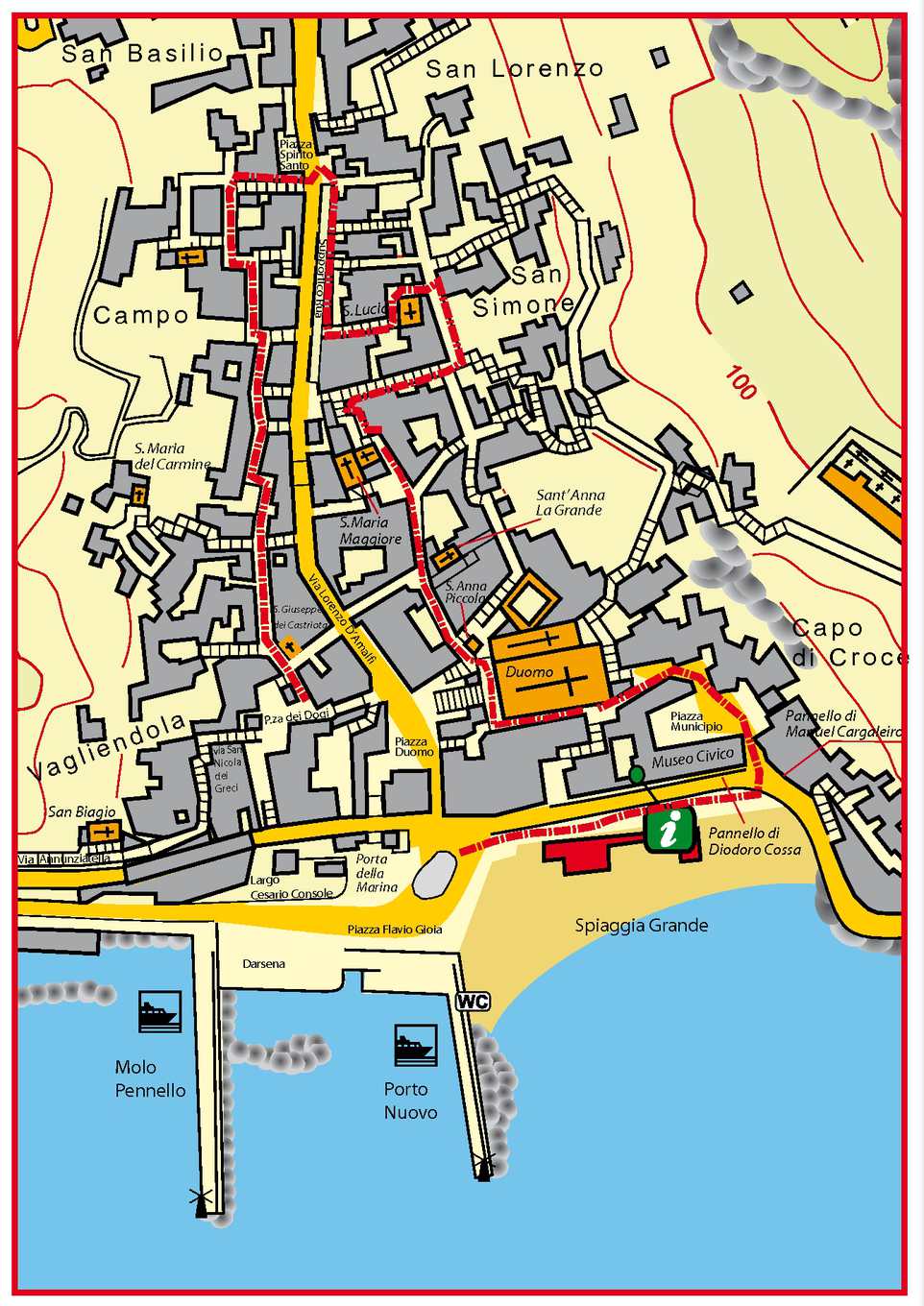 Карта Амальфи с достопримечательностями