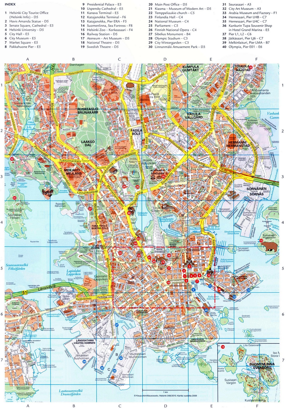 Туристическая карта Хельсинки с достопримечательностями