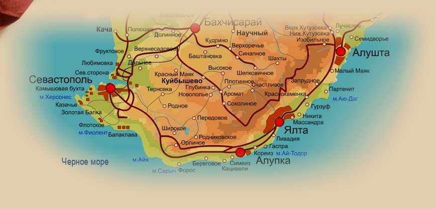 Побережье крыма на карте. Южный берег Крыма карта подробная. Карта ЮБК Южный берег Крыма. Карта побережья Южного берега Крыма. Карта ялтинского побережья Крыма.