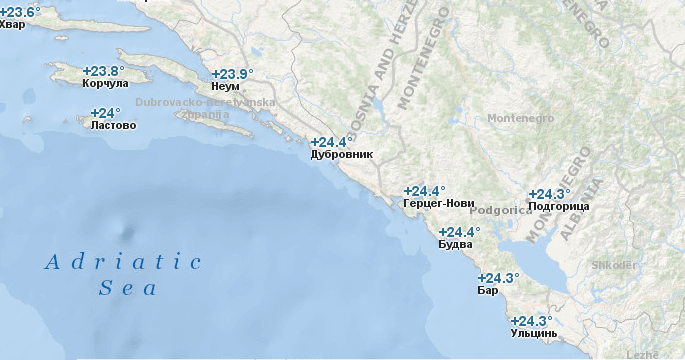 Температура воды в Черногории в сентябре
