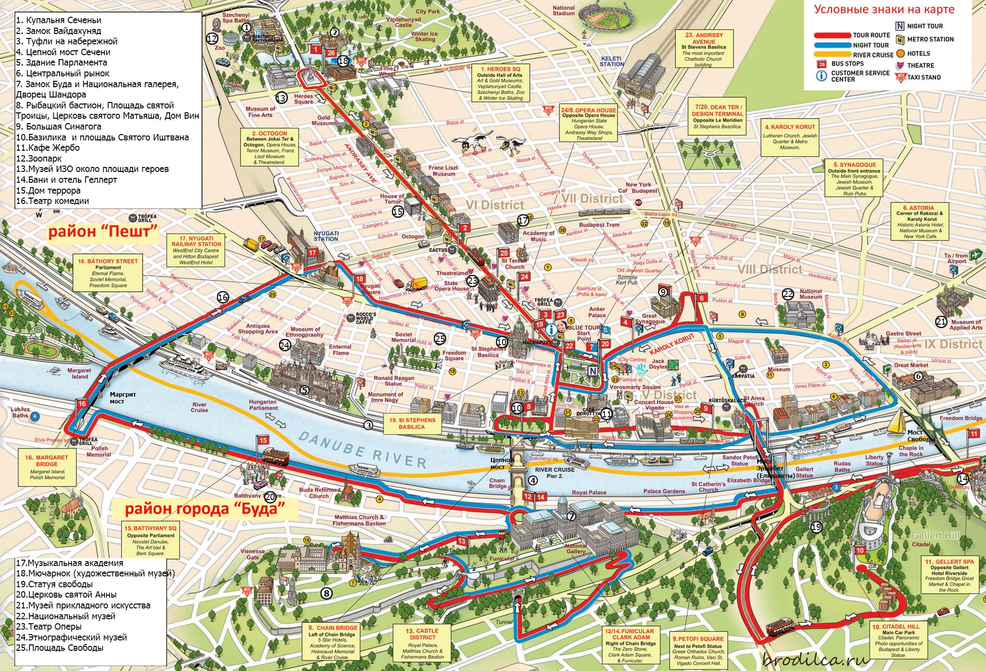 Карта достопримечательностей Будапешта