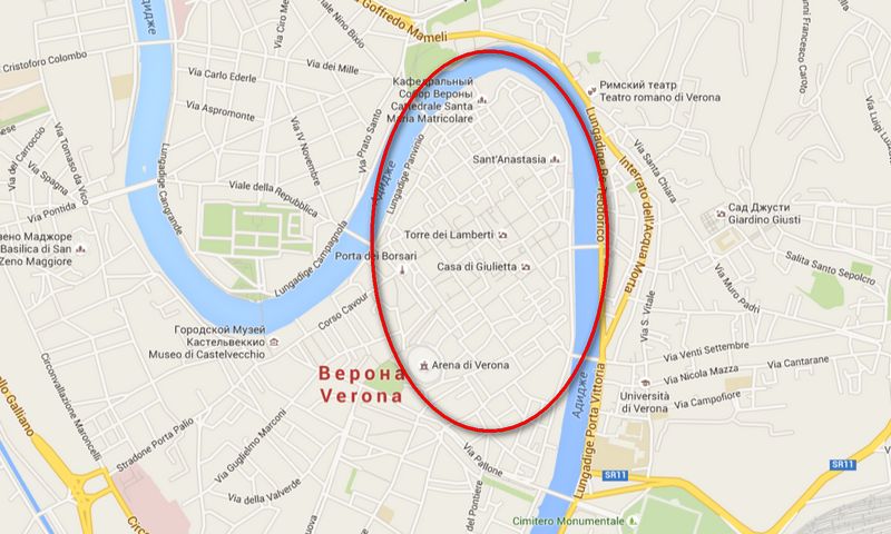 Карта Вероны