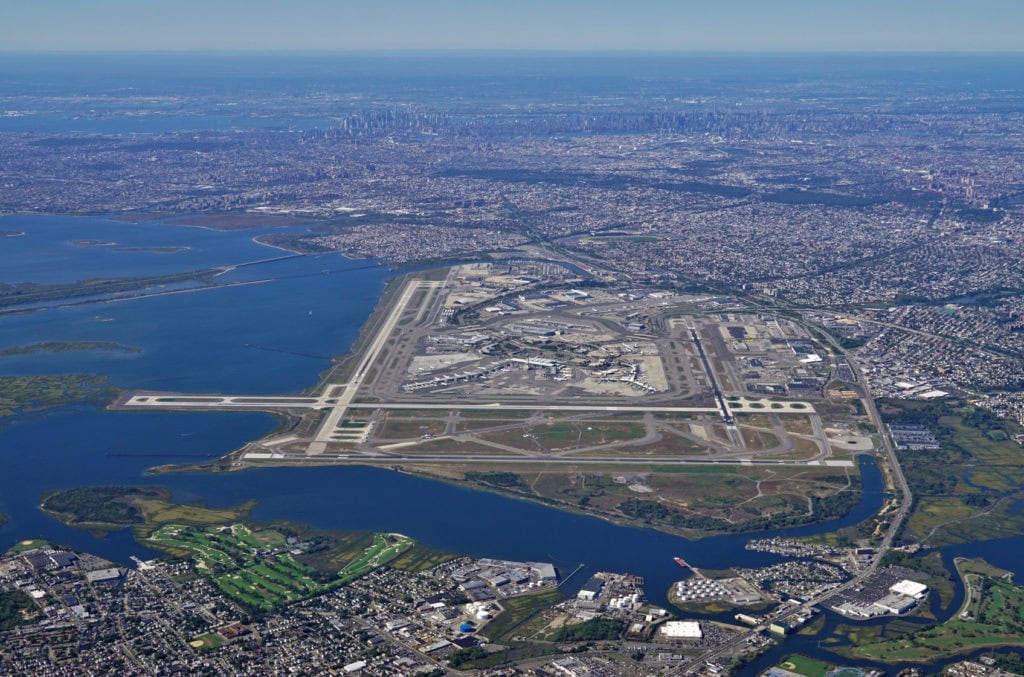 Аэропорт им. Кеннеди. Нью-Йорк. США. Aerial view of the John F. Kennedy International Airport (JFK) in Queens, New York