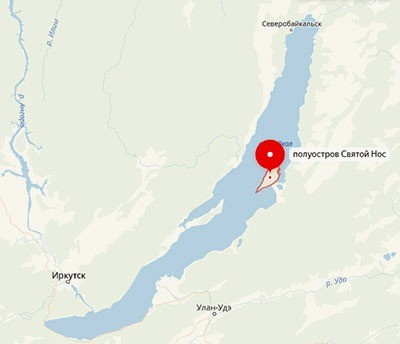 полуостров Святой Нос на карте Байкала