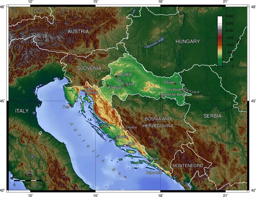 геологическая карта Хорватии
