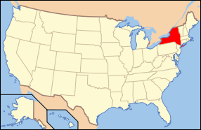 Штат Нью-Йорк на карте США