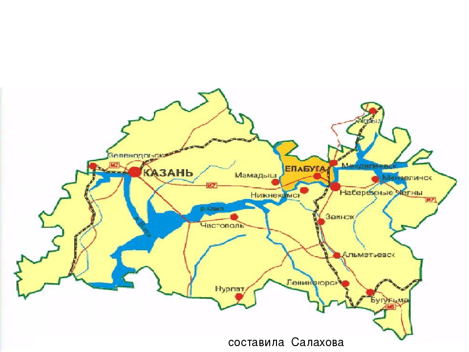 Карта татарстана с дорогами