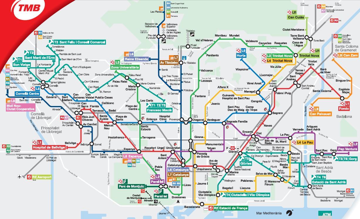 карта метро Барселоны