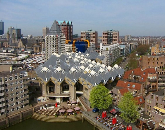 Кубические дома в Роттердаме – вид сверху