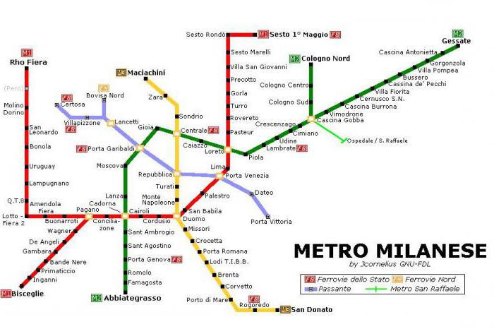 Схема метро милана на русском языке