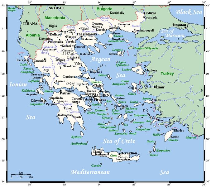 Где находится на карте греция