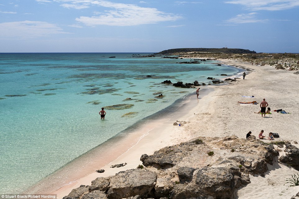 In Crete, the island of Elafonissi can be reached by the mainland beach - simply by walking through the 1-metre deep lagoon