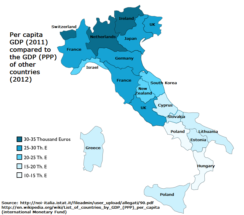 Ввп на душу италии. Экономика Италии по регионам карта. ВВП Италии на карте. Экономика регионов Италии карта. Регионы Италии по ВВП на душу населения.