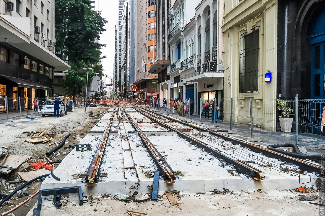 Трамвайные пути стройка Рио