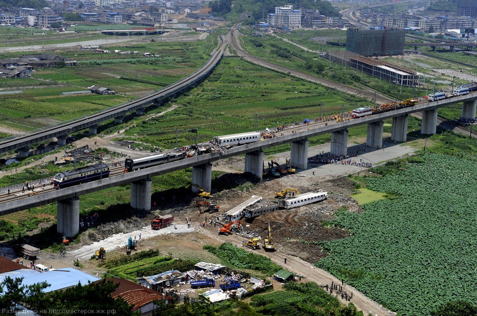 A high-speed train travels on the new Wuhan-Guangzhou railway in Wuhan