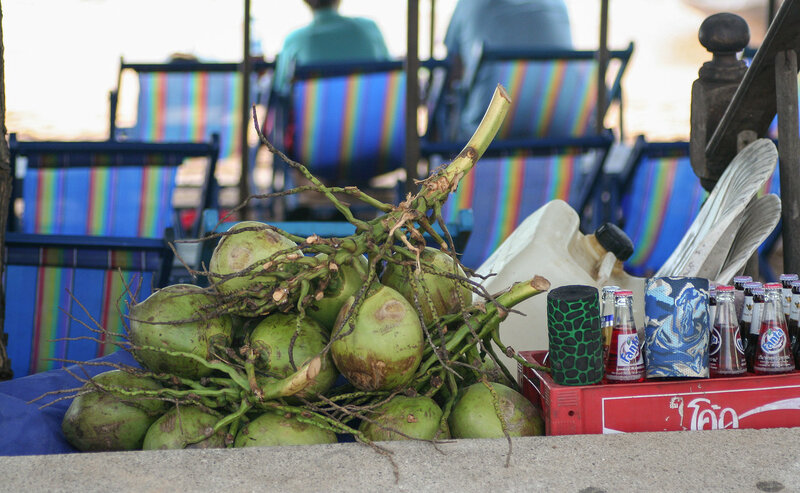 Ветка с кокосами в пляжном заведении