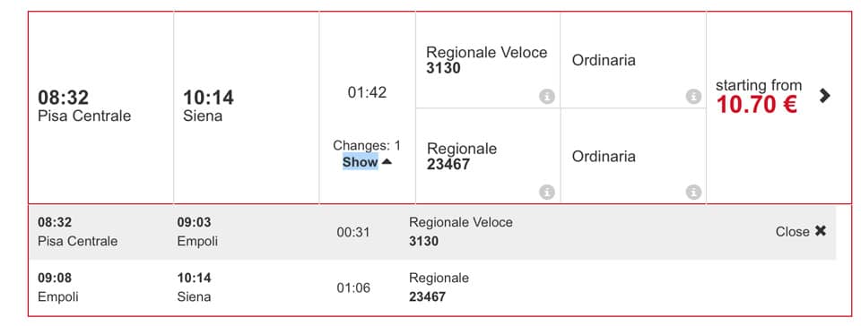 Расстояние из Рима до Сиены на машине 235 км