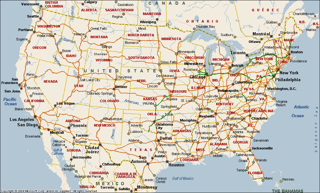 Карта сша с городами