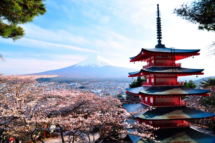 Япония: самые красивые места Japan Пагода Курейто и гора Фудзияма