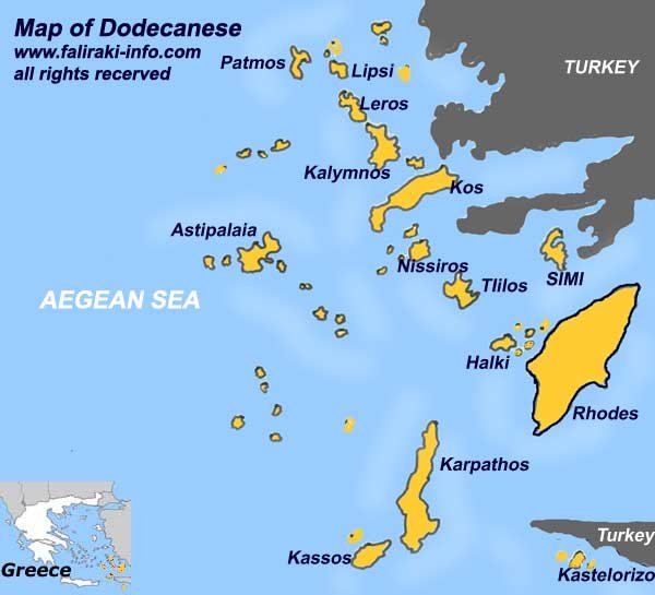 Карта островов Додекандеса