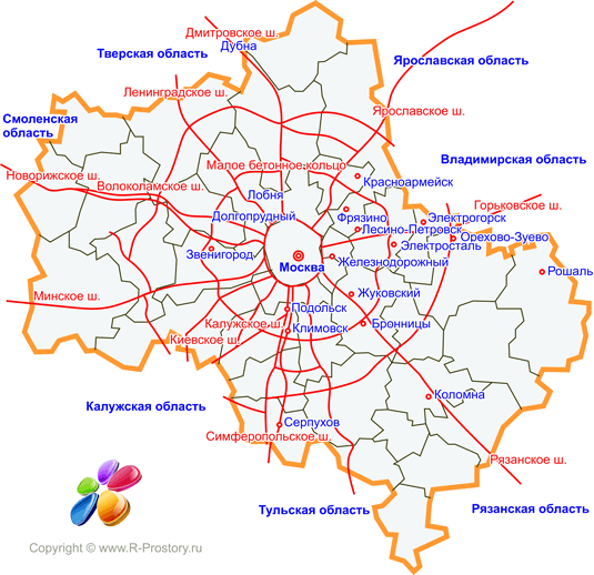 Карта шоссе Московской области. Карта дорог Московской области. Московская область направления шоссе.