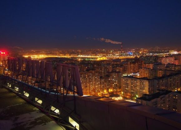 Вид с крыши бизнес-центра Атлантик-сити в Санкт-Петербурге