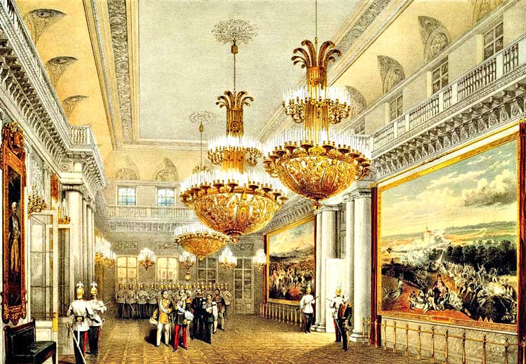 Фельдмаршальский зал Зимнего дворца в 19 веке