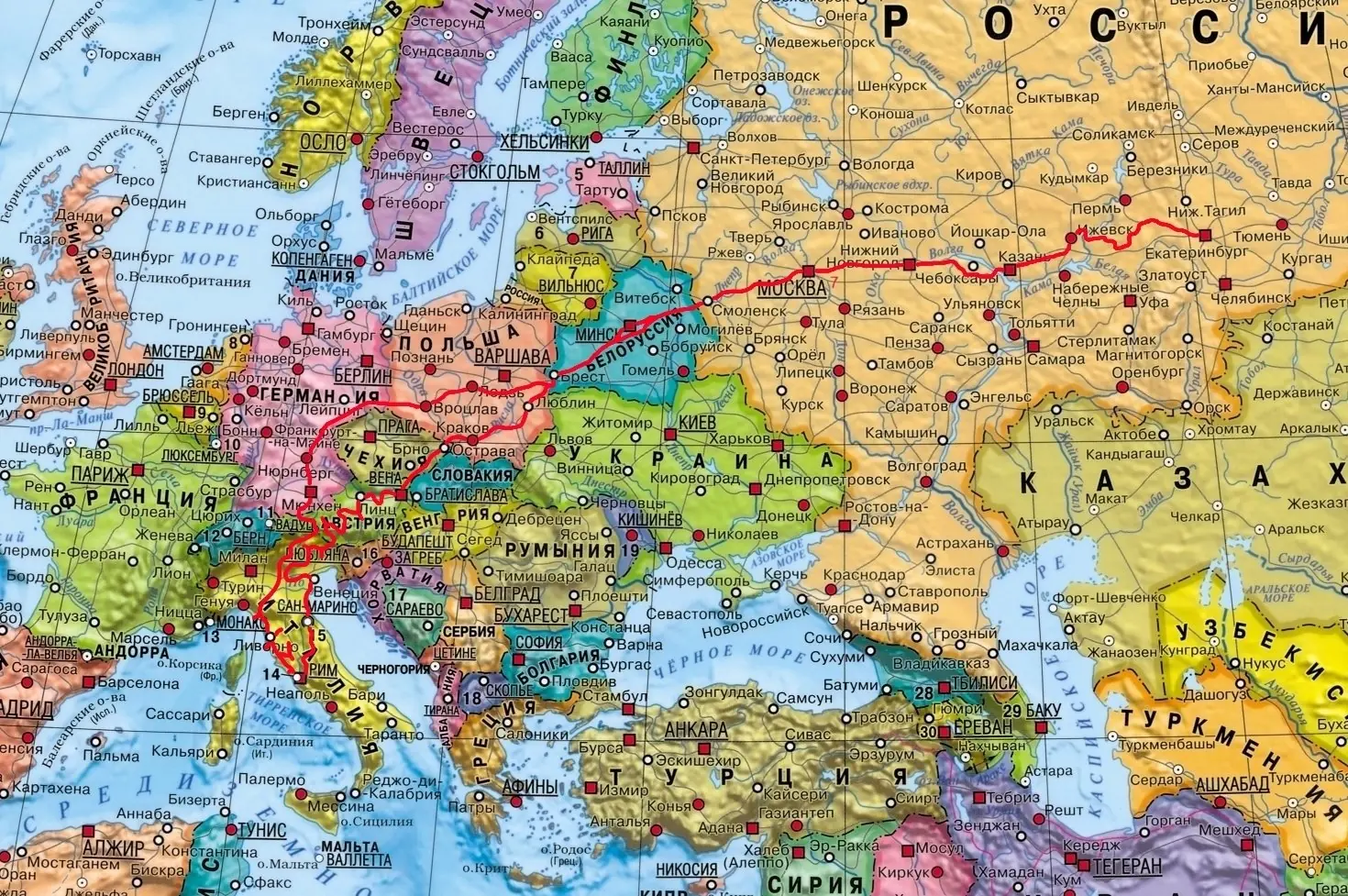 Карта Европы географическая крупная со странами. Атлас Европы политическая карта. Калининград на карте Европы со странами крупно на русском.
