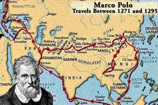 Карта маршрута путешествия Марко Поло