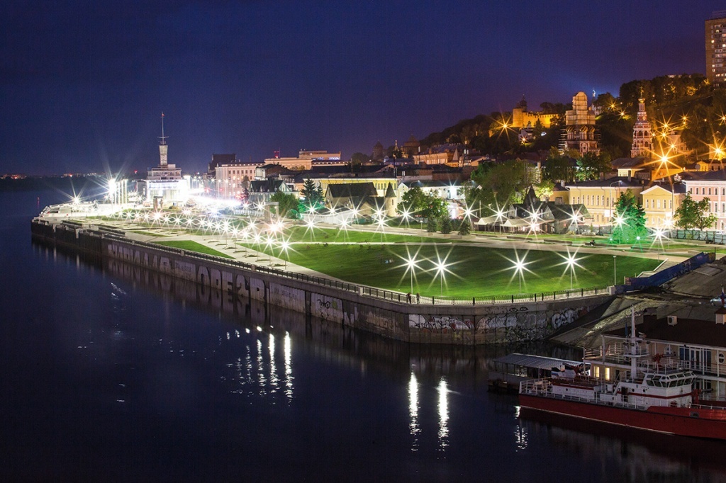 Нижний новгород набережная фото ночью