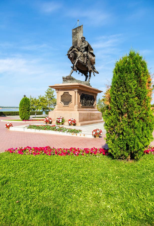 Bronze monument to the founder of Samara - Prince Grigory Zasekin stock image