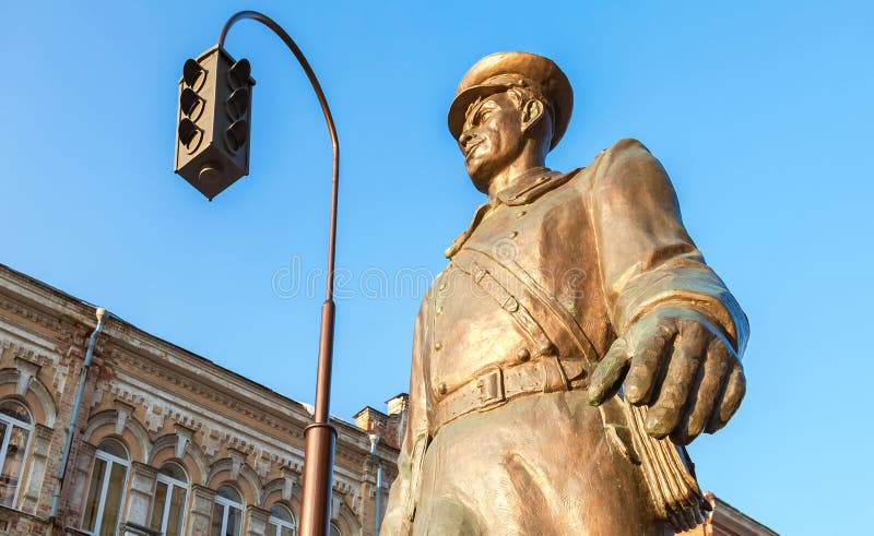 Bronze monument Uncle Stepa-militiaman stock photo