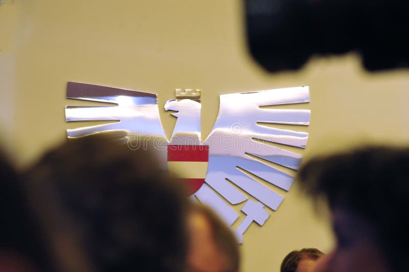 Coat of arms of the Republic of Austria. In court room royalty free stock images