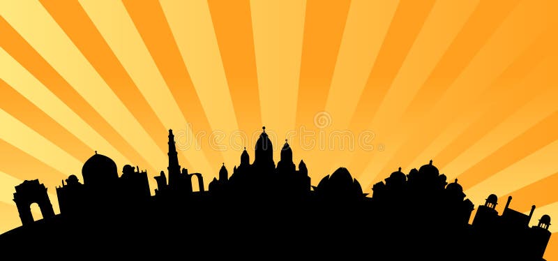 Delhi landmarks skyline vector vector illustration