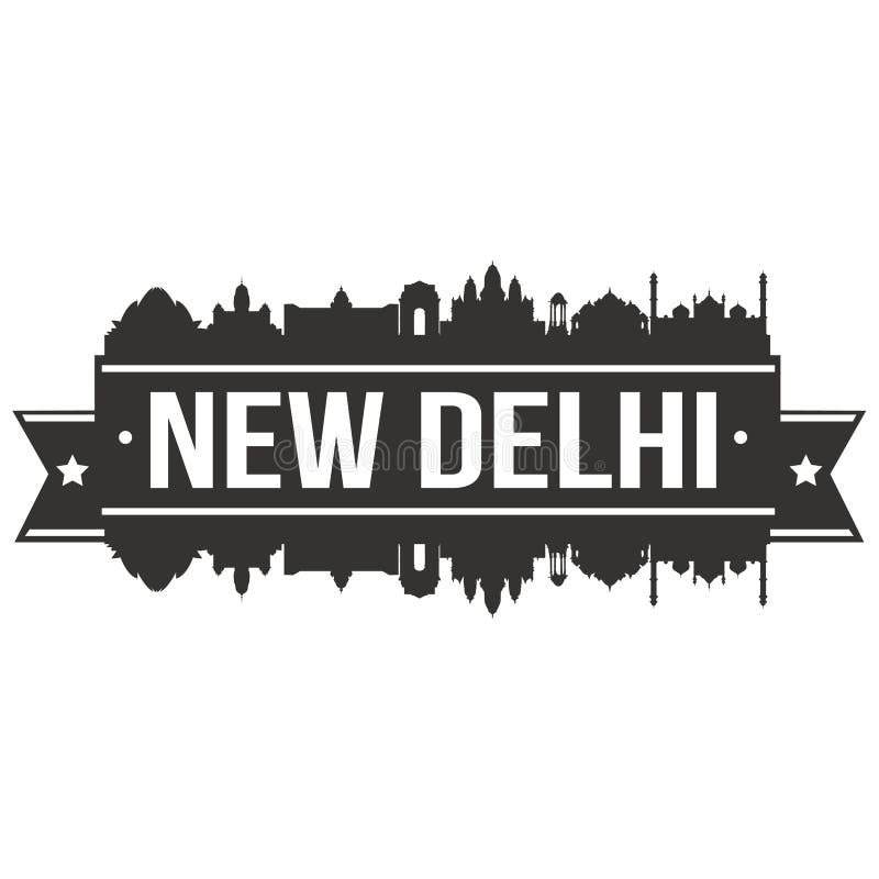 New Delhi India Asia Icon Vector Art Design Skyline Flat City Silhouette Editable Template royalty free illustration