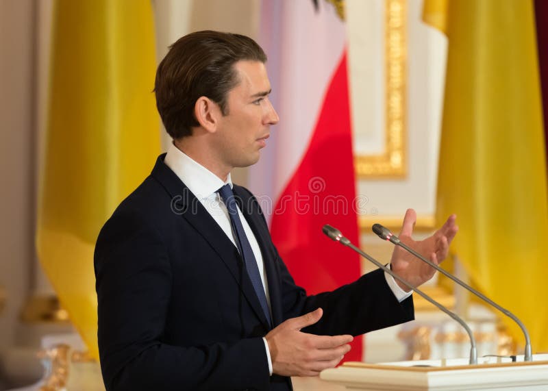 Federal Chancellor of the Republic of Austria Sebastian Kurz. KIEV, UKRAINE - Sep 04, 2018: Federal Chancellor of the Republic of Austria Sebastian Kurz during a stock image