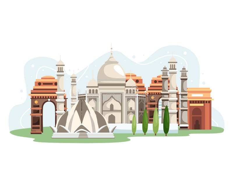 Illustration of India landmarks royalty free illustration