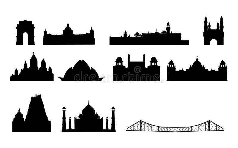 India famous landmarks vector vector illustration