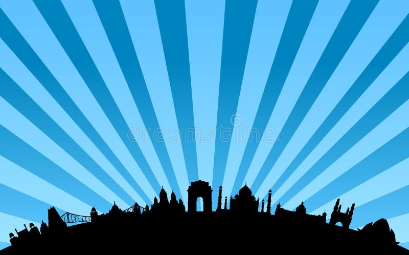 India landmarks skyline vector royalty free illustration