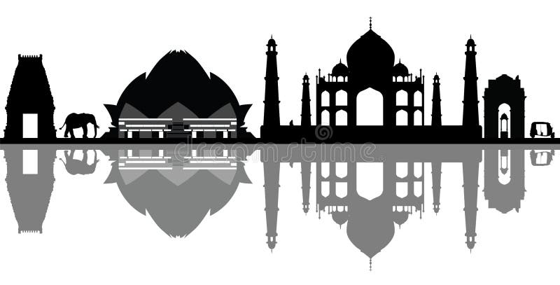 India new delhi skyline stock illustration