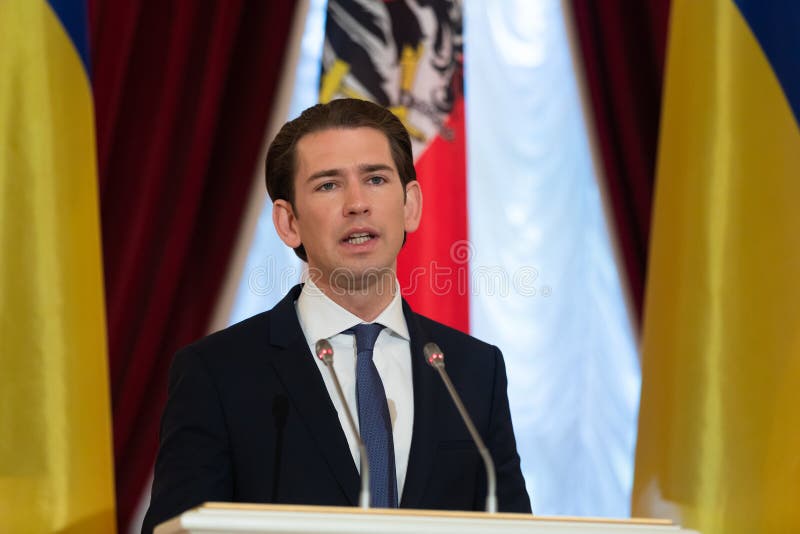 Federal Chancellor of the Republic of Austria Sebastian Kurz. KIEV, UKRAINE - Sep 04, 2018: Federal Chancellor of the Republic of Austria Sebastian Kurz during a stock image