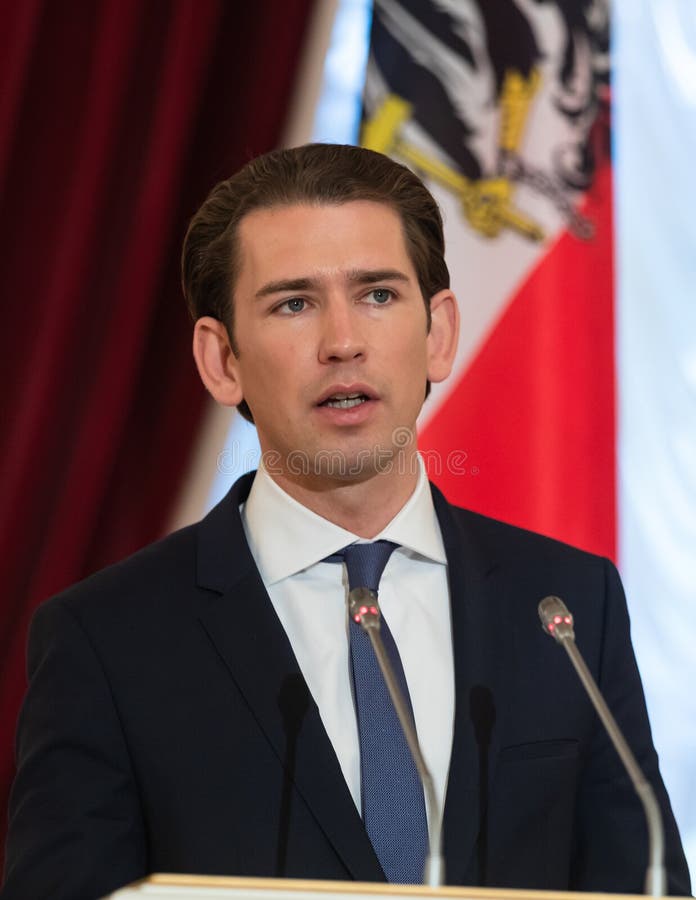 Federal Chancellor of the Republic of Austria Sebastian Kurz. KIEV, UKRAINE - Sep 04, 2018: Federal Chancellor of the Republic of Austria Sebastian Kurz during a royalty free stock photos