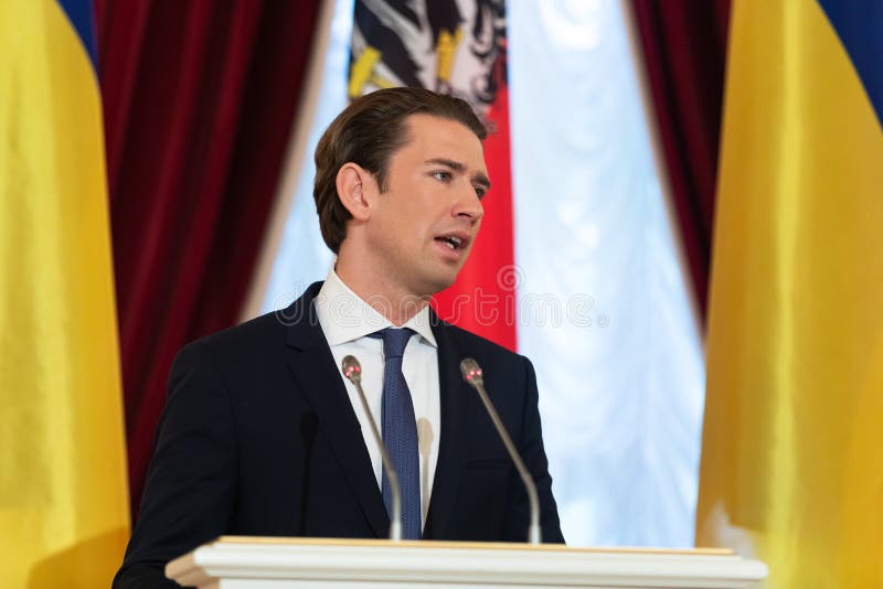 Federal Chancellor of the Republic of Austria Sebastian Kurz. KIEV, UKRAINE - Sep 04, 2018: Federal Chancellor of the Republic of Austria Sebastian Kurz during a stock image