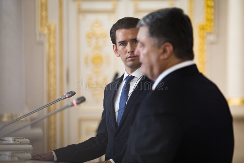 Federal Chancellor of the Republic of Austria Sebastian Kurz. KIEV, UKRAINE - Sep 04, 2018: Federal Chancellor of the Republic of Austria Sebastian Kurz during a stock photo