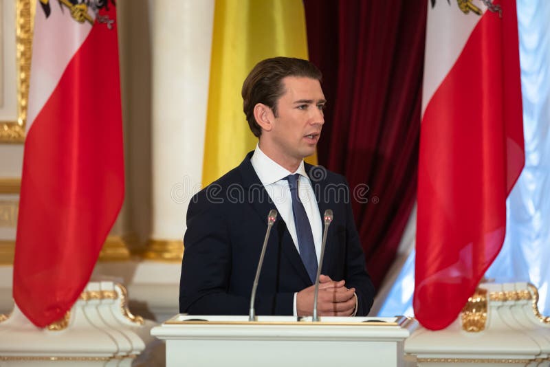 Federal Chancellor of the Republic of Austria Sebastian Kurz. KIEV, UKRAINE - Sep 04, 2018: Federal Chancellor of the Republic of Austria Sebastian Kurz during a stock image