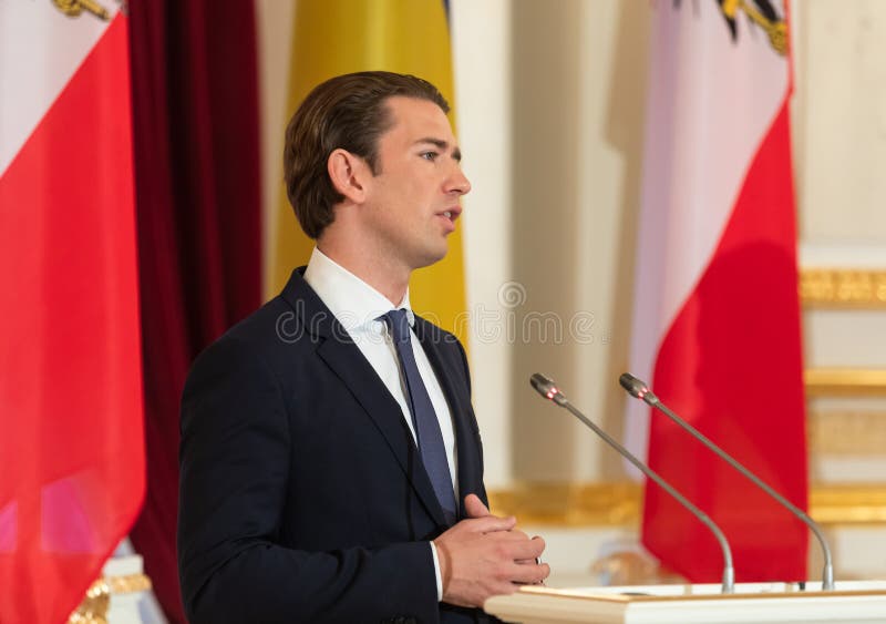 Federal Chancellor of the Republic of Austria Sebastian Kurz. KIEV, UKRAINE - Sep 04, 2018: Federal Chancellor of the Republic of Austria Sebastian Kurz during a stock image