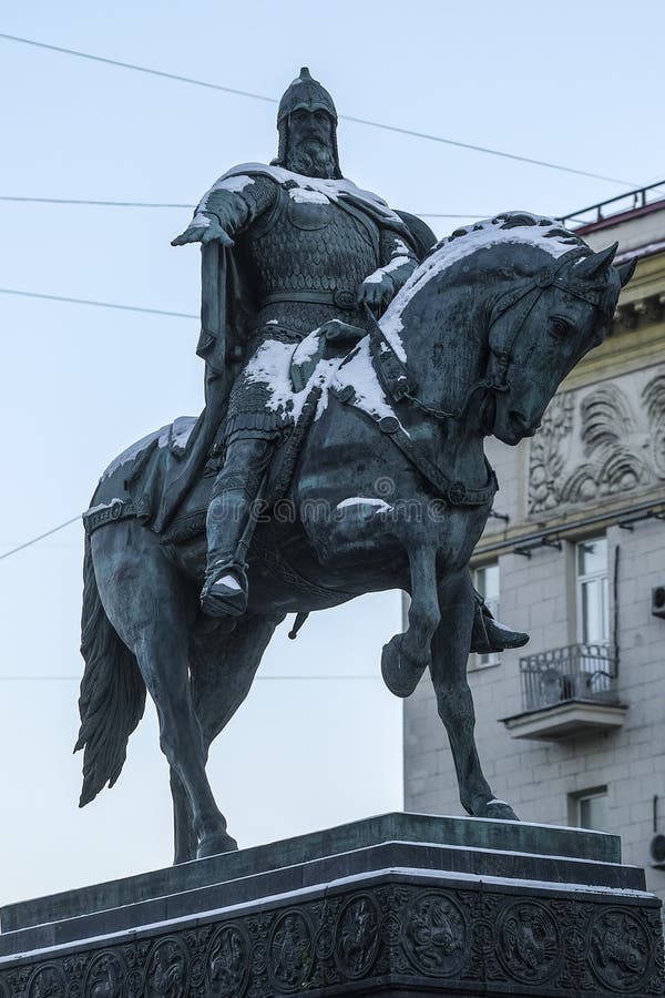 Monument to the prince Yury Dolgorukiy - to the founder of Moscow stock photography