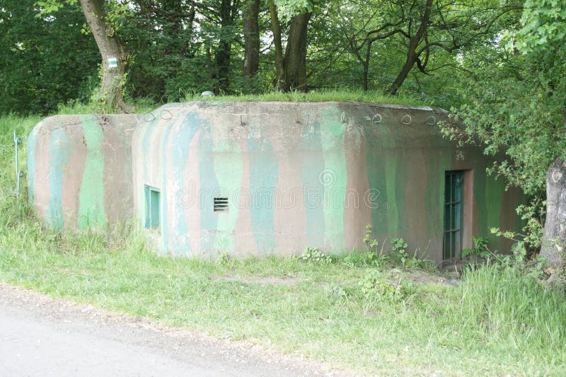 Reconstruct bunker on border between Czech republic and Austria. Reconstruct bunker on border line between Czech republic and Austria royalty free stock photos