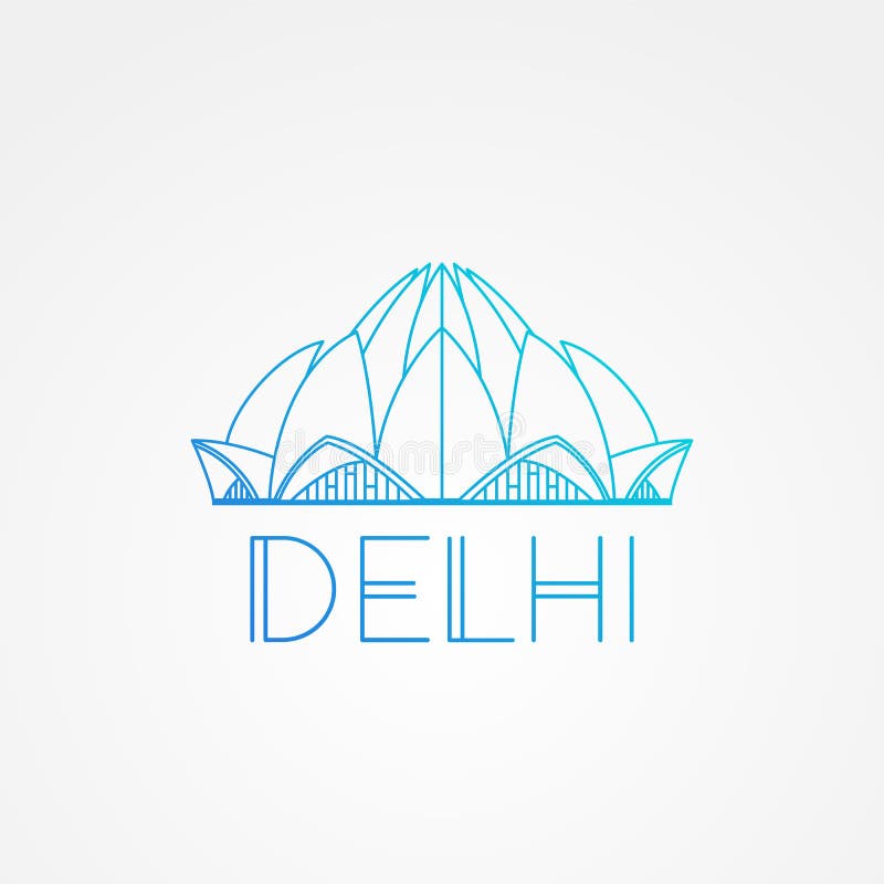 World famous Lotus Temple. Greatest Landmarks of Asia. Linear modern style vector icon symbol of New Delhi, India. royalty free illustration